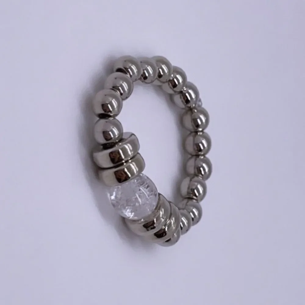 Wool + Pepper Co. Silver Crystal Stackable Ring - Picture 3 of 5